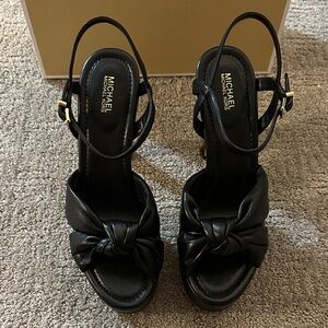 Michael Kors Black Knotted Leather Slingback Heels